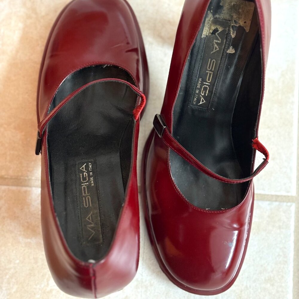 Via Spiga Mary Jane Heels, 7.5/7 1/2 Blood Red/Burgundy